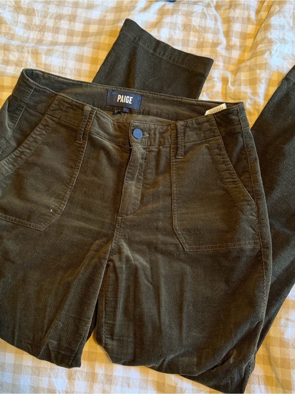 Paige Olive Green Corduroy Pants